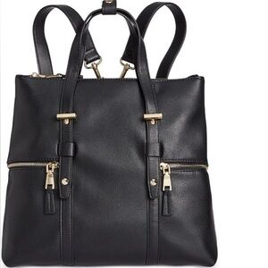 INC International Concepts Black Leather Backpack